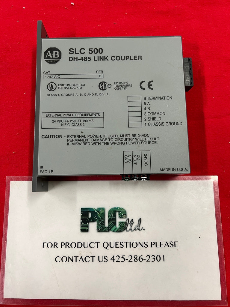 Allen Bradley SLC 500 DH-485 Link Coupler 1747-AIC Series B 1747AIC