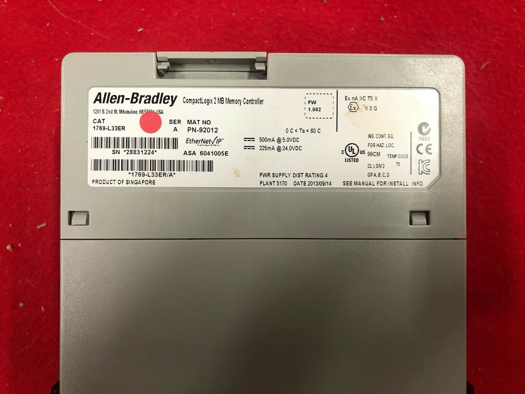 Allen Bradley 1769-L33ER /A CompactLogix Processor 5370 ENet Controlle ...